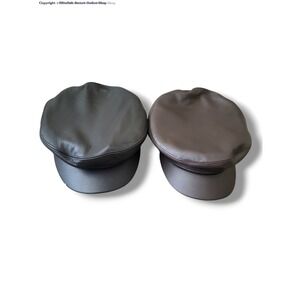 Leather Fiddler Cap Set of 2, Greek Fisherman Hats, Newsboy Cap